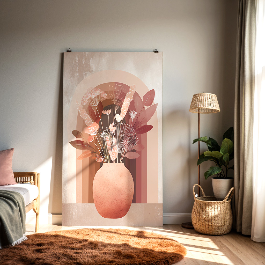 Terracotta Dreams – Abstract Floral Vase Art — alternate view