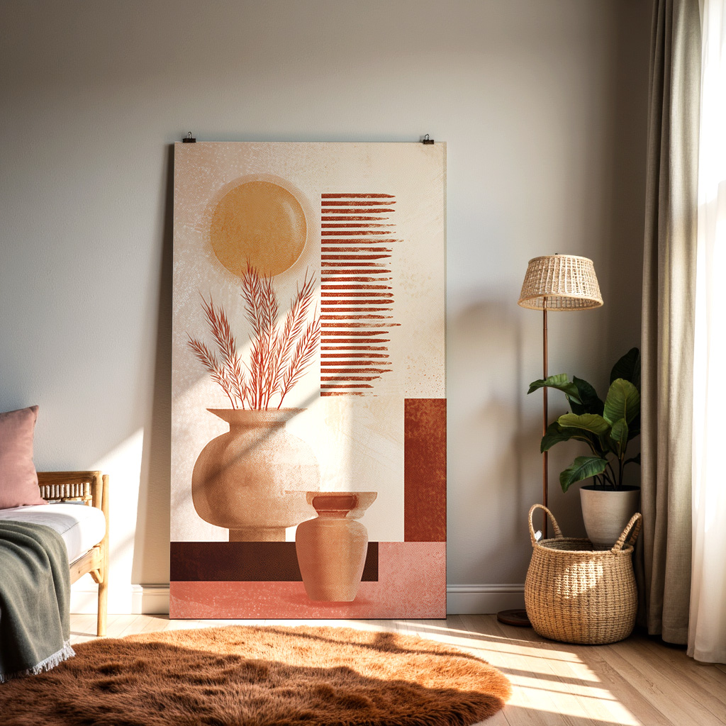 Golden Hour Geometry – Modern Vase Wall Art — alternate view