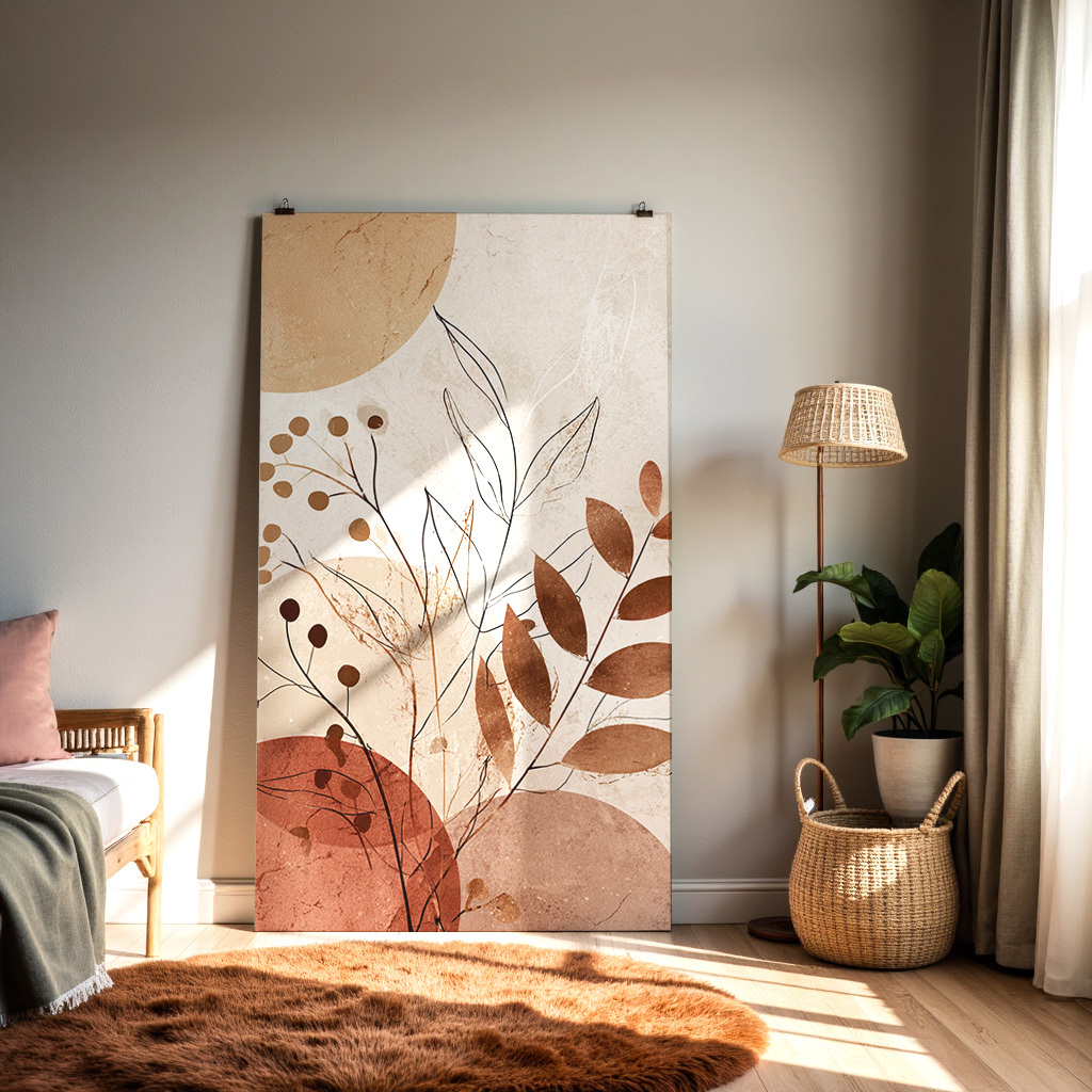 Earthen Serenity – Abstract Botanical Line Art — alternate view