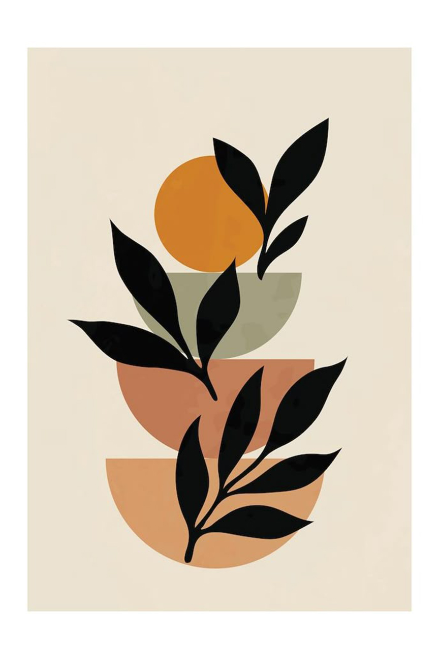 Modern Abstract Leaf Art – Earthy Minimalist Canvas