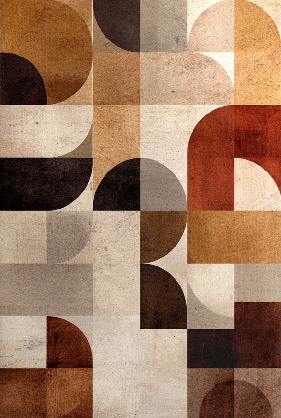 Modern Geometric Wall Art – Retro Abstract Canvas Print