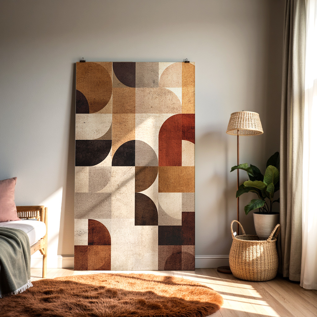 Modern Geometric Wall Art – Retro Abstract Canvas Print — alternate view