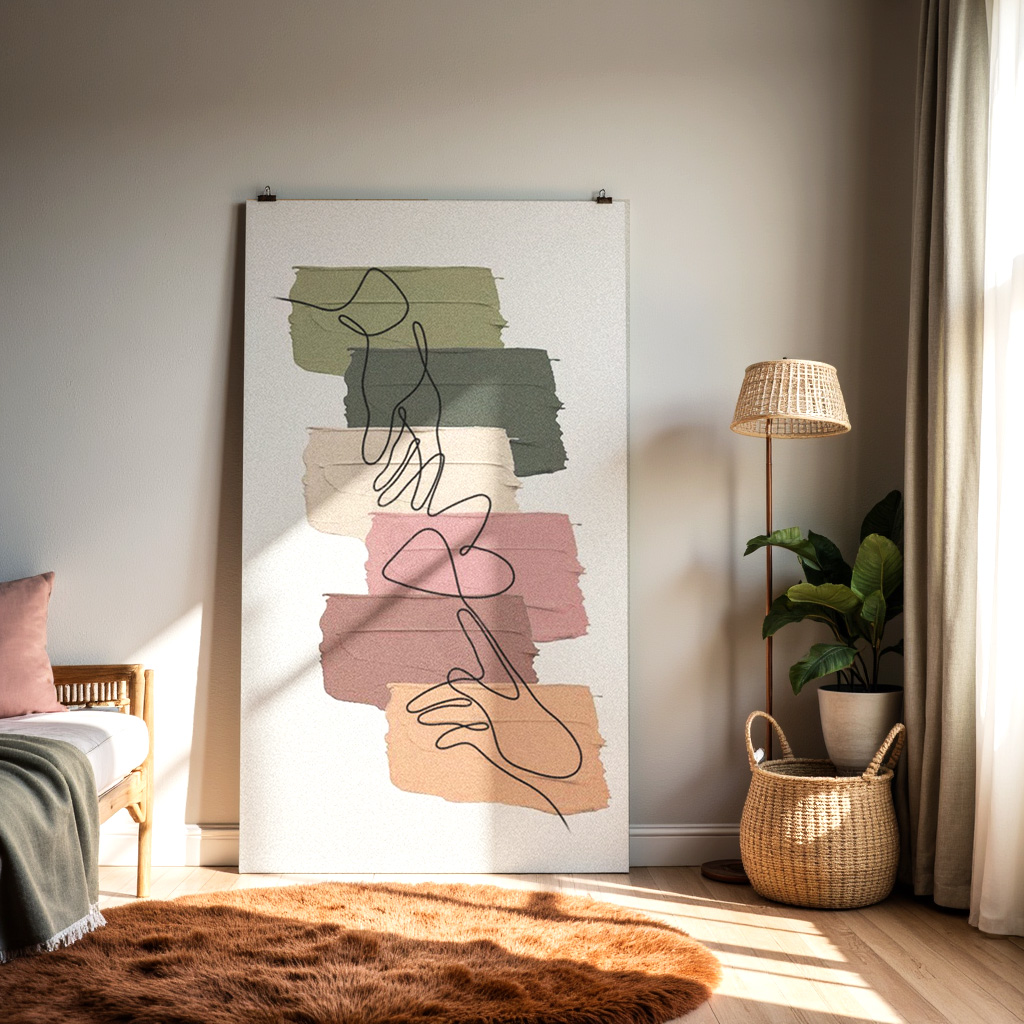 Abstract Line Art Hands – Modern Minimal Wall Art — alternate view