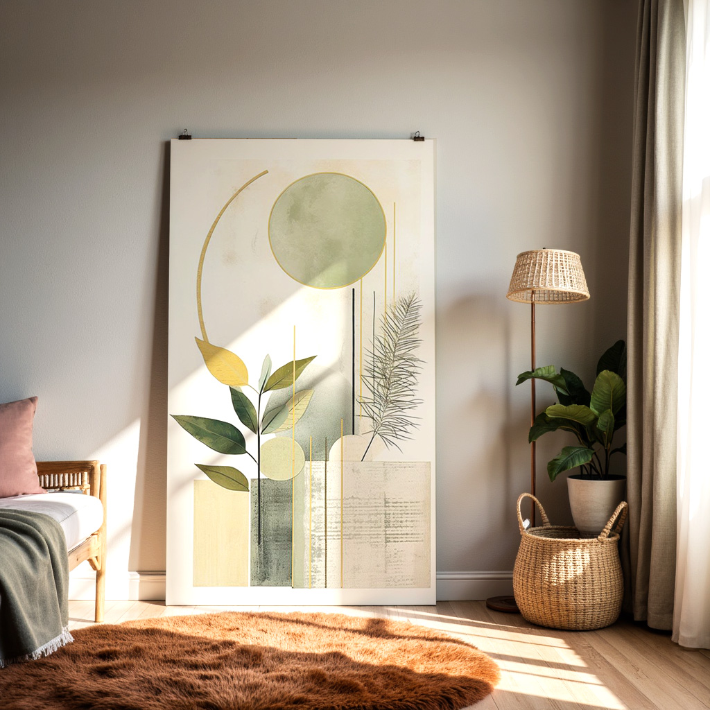 Abstract Botanical Geometry – Modern Minimalist Wall Art — alternate view