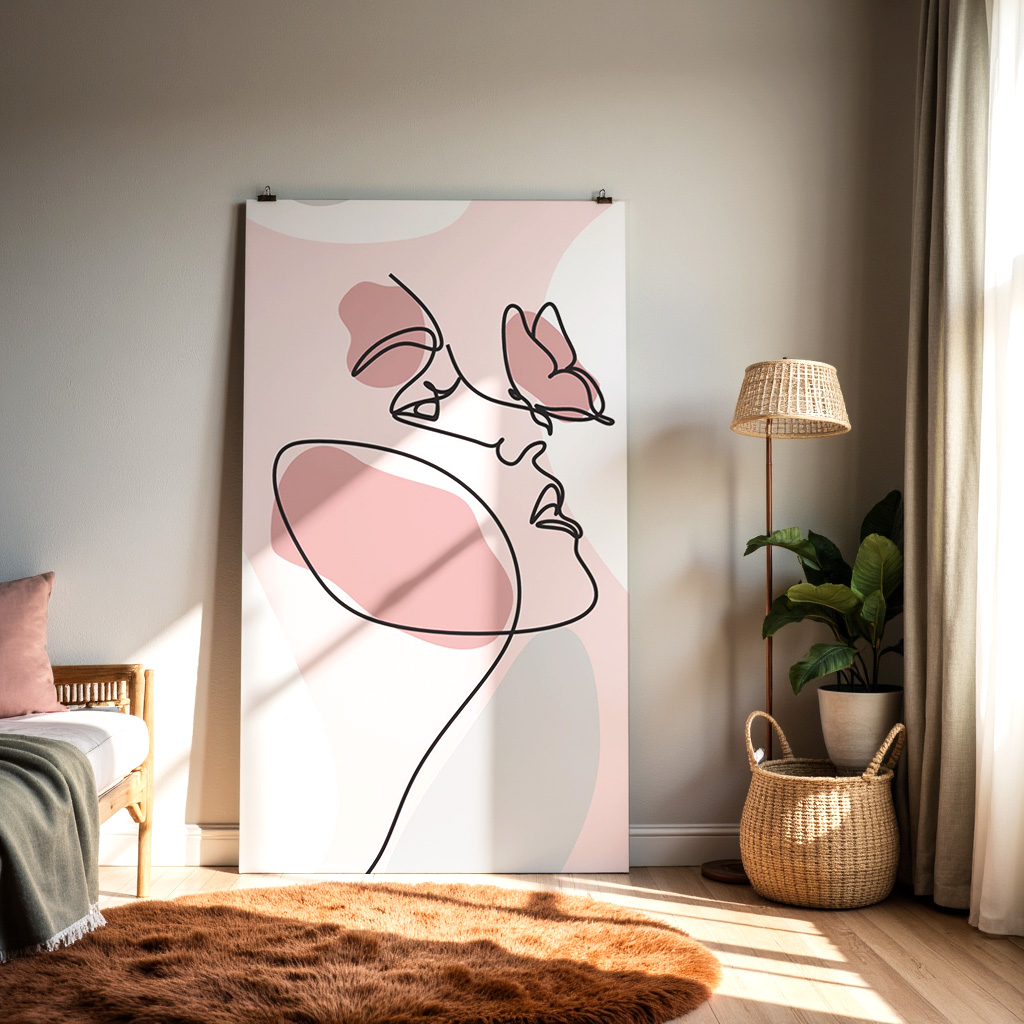 Minimalist One-Line Face Art Print – Modern Aesthetic Wall Décor — alternate view