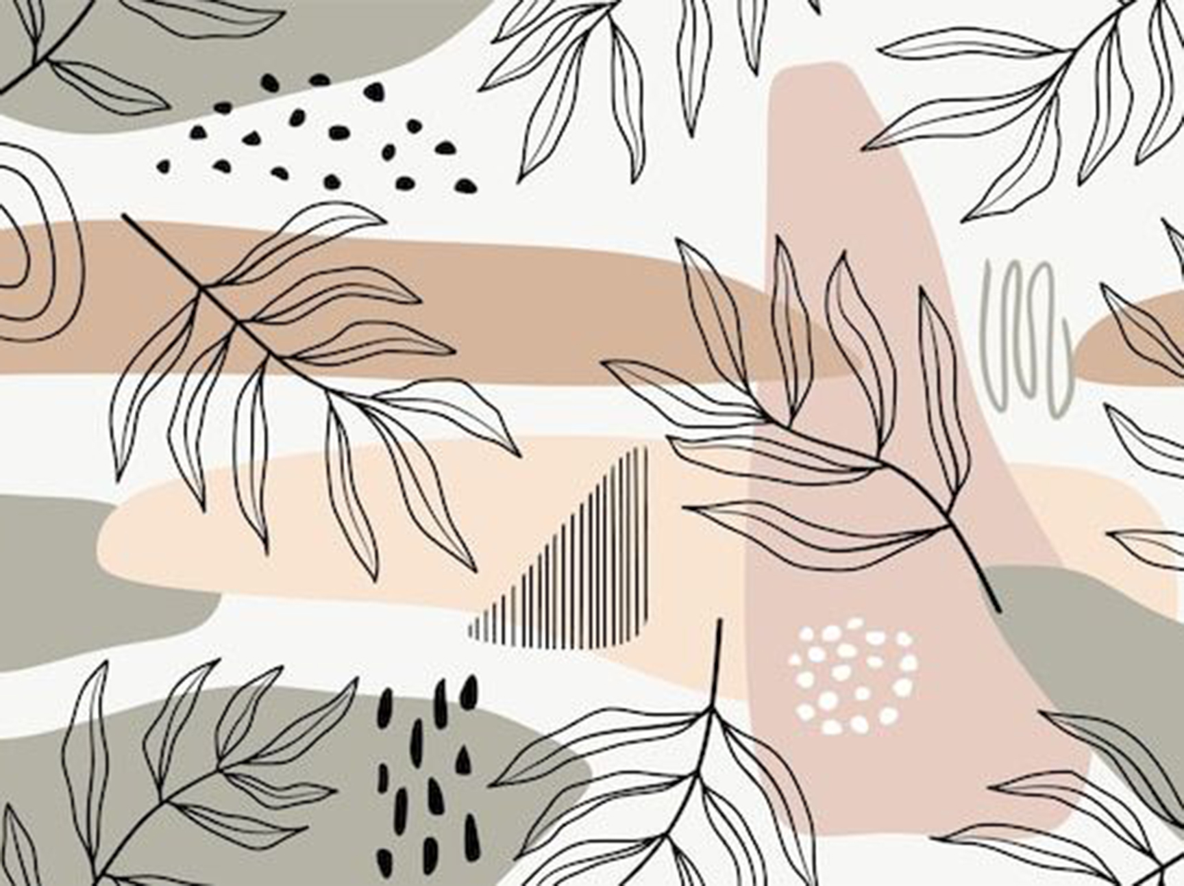 Abstract Botanical Pattern Art Print – Neutral Minimalist Wall Décor