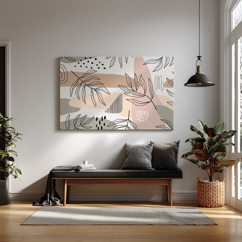 Abstract Botanical Pattern Art Print – Neutral Minimalist Wall Décor — alternate view