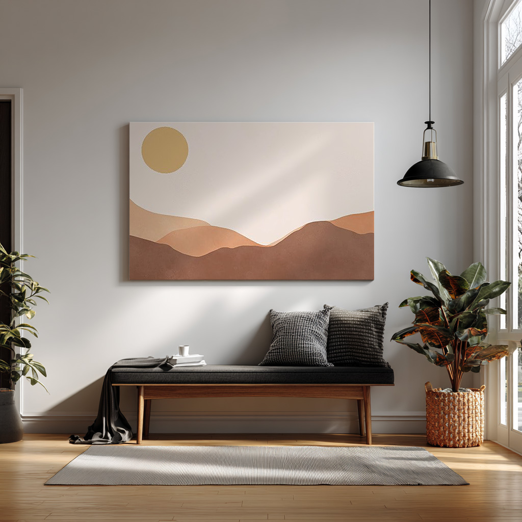 Boho Desert Landscape Art Print – Minimalist Earth Tone Wall Décor — alternate view