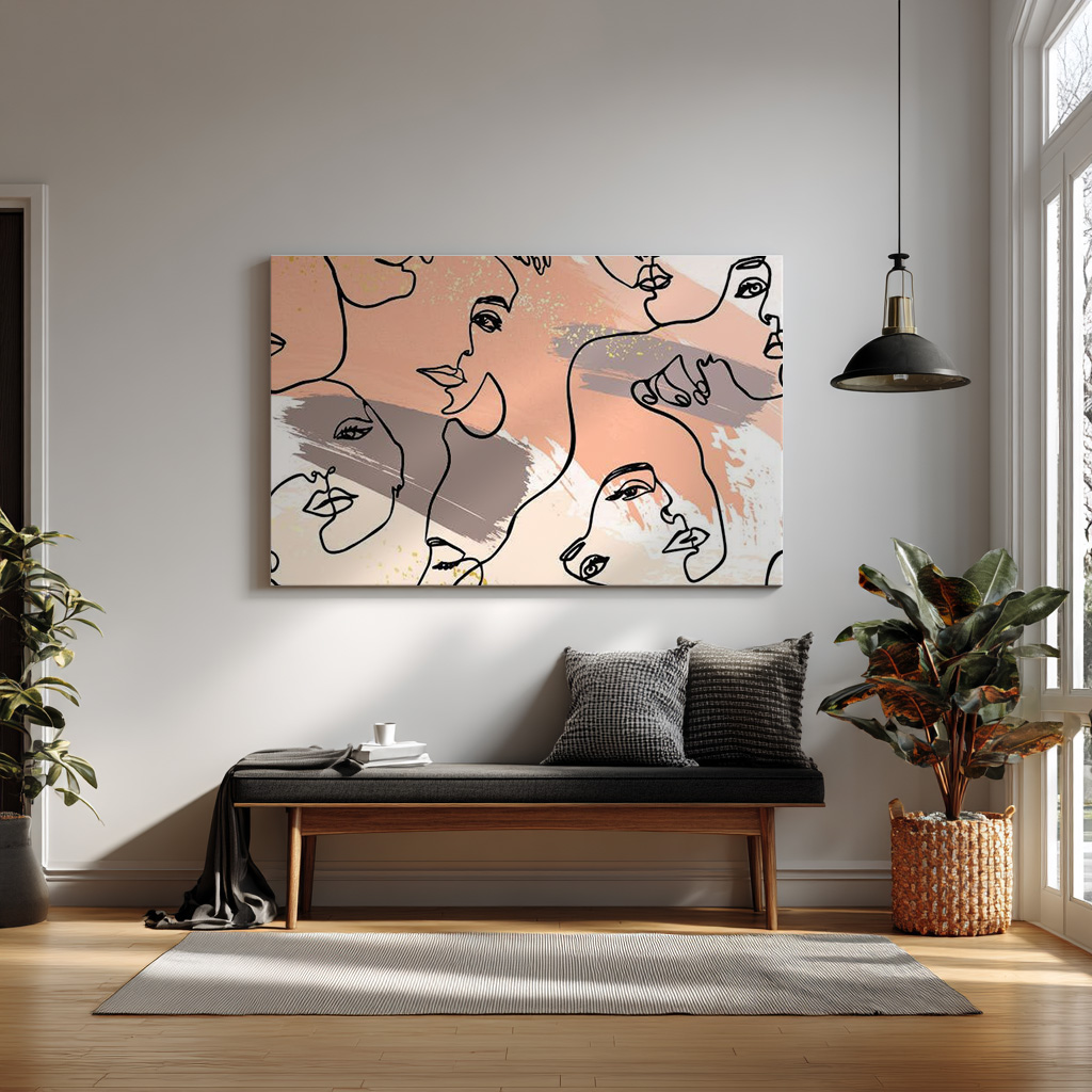 Abstract Line Faces Wall Art – Modern Minimal Aesthetic — alternate view