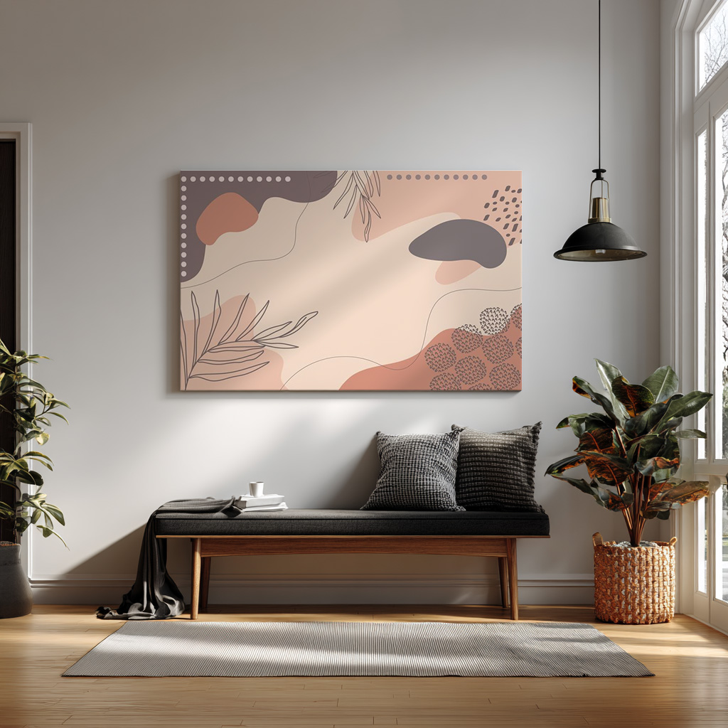 Abstract Neutral Botanical Art Print – Modern Minimalist Wall Décor — alternate view