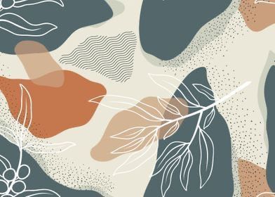 Abstract Botanical Pattern Art Print – Earthy Modern Wall Décor