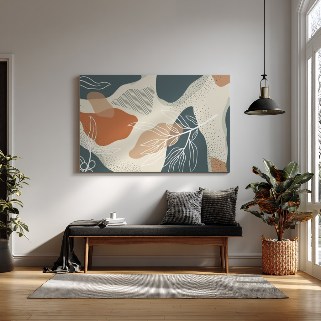 Abstract Botanical Pattern Art Print – Earthy Modern Wall Décor — alternate view