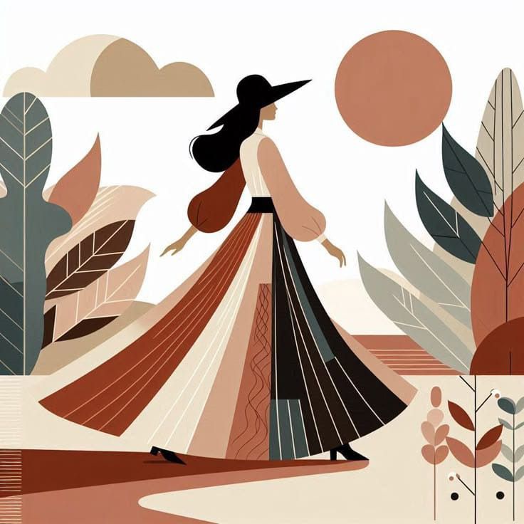 Stylish Woman Illustration Art Print – Modern Boho Wall Décor