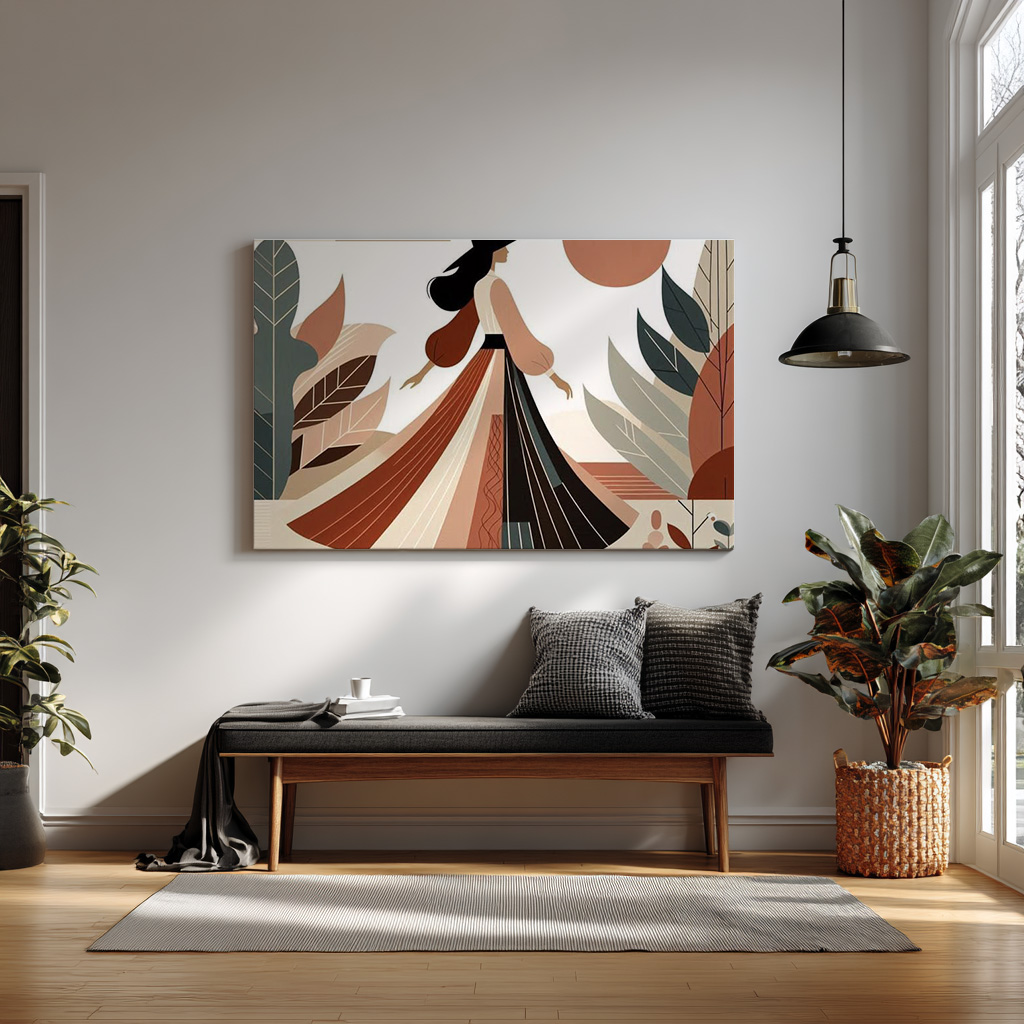 Stylish Woman Illustration Art Print – Modern Boho Wall Décor — alternate view