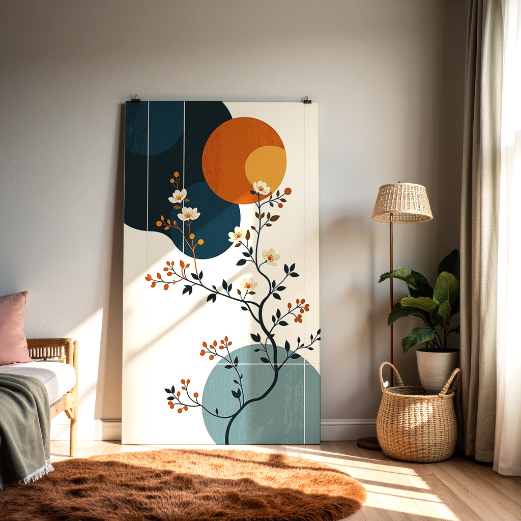 Modern Floral Abstract Art Print – Bold Geometric Botanical Wall Décor — alternate view