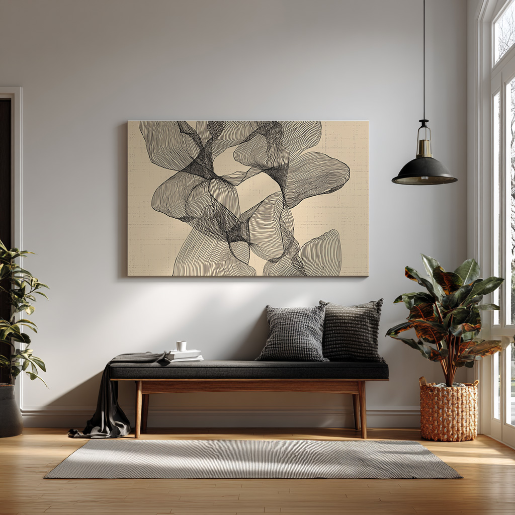 Modern Abstract Line Art Print – Minimalist Fluid Form Wall Décor — alternate view