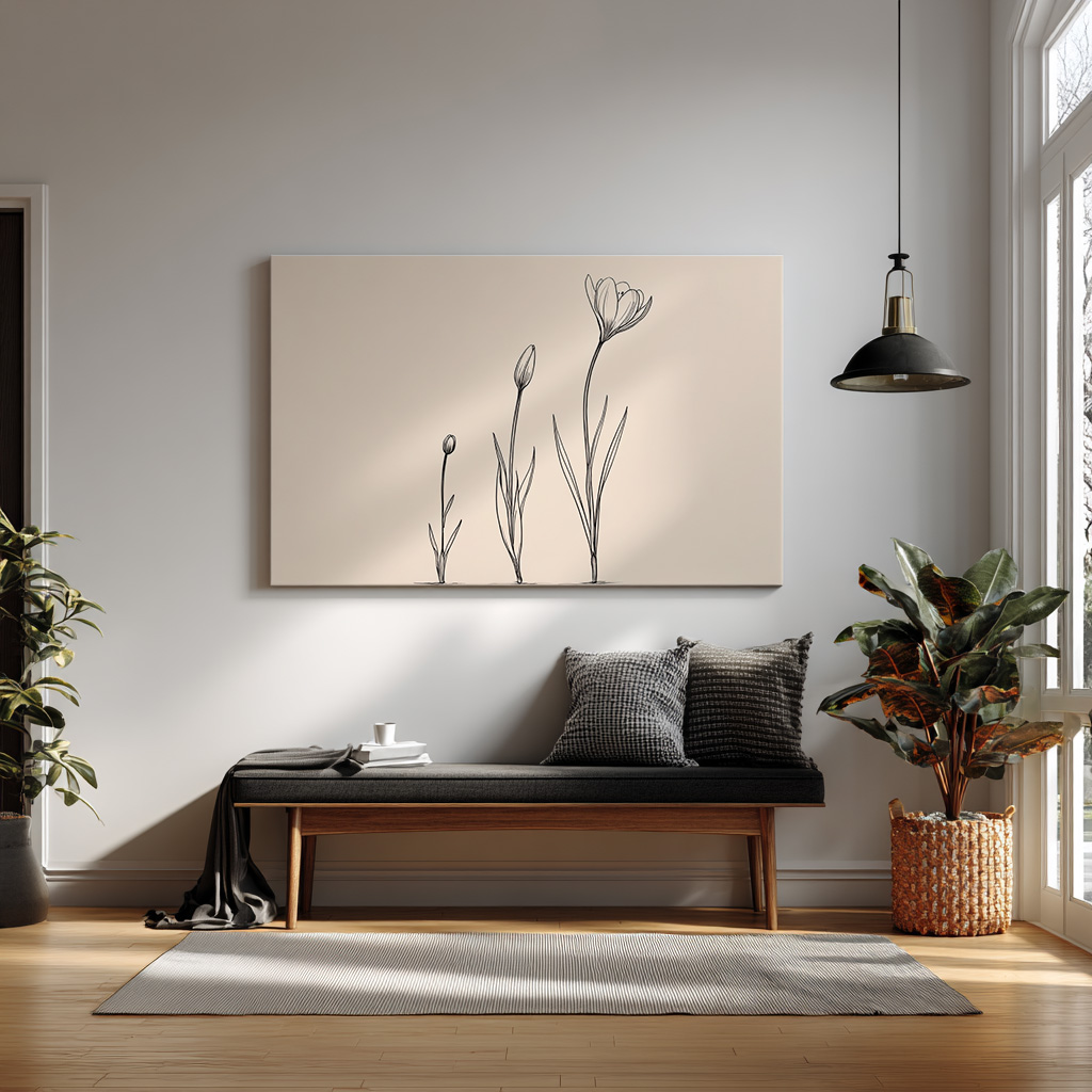 Minimalist Flower Growth Art Print – Botanical Line Illustration — alternate view