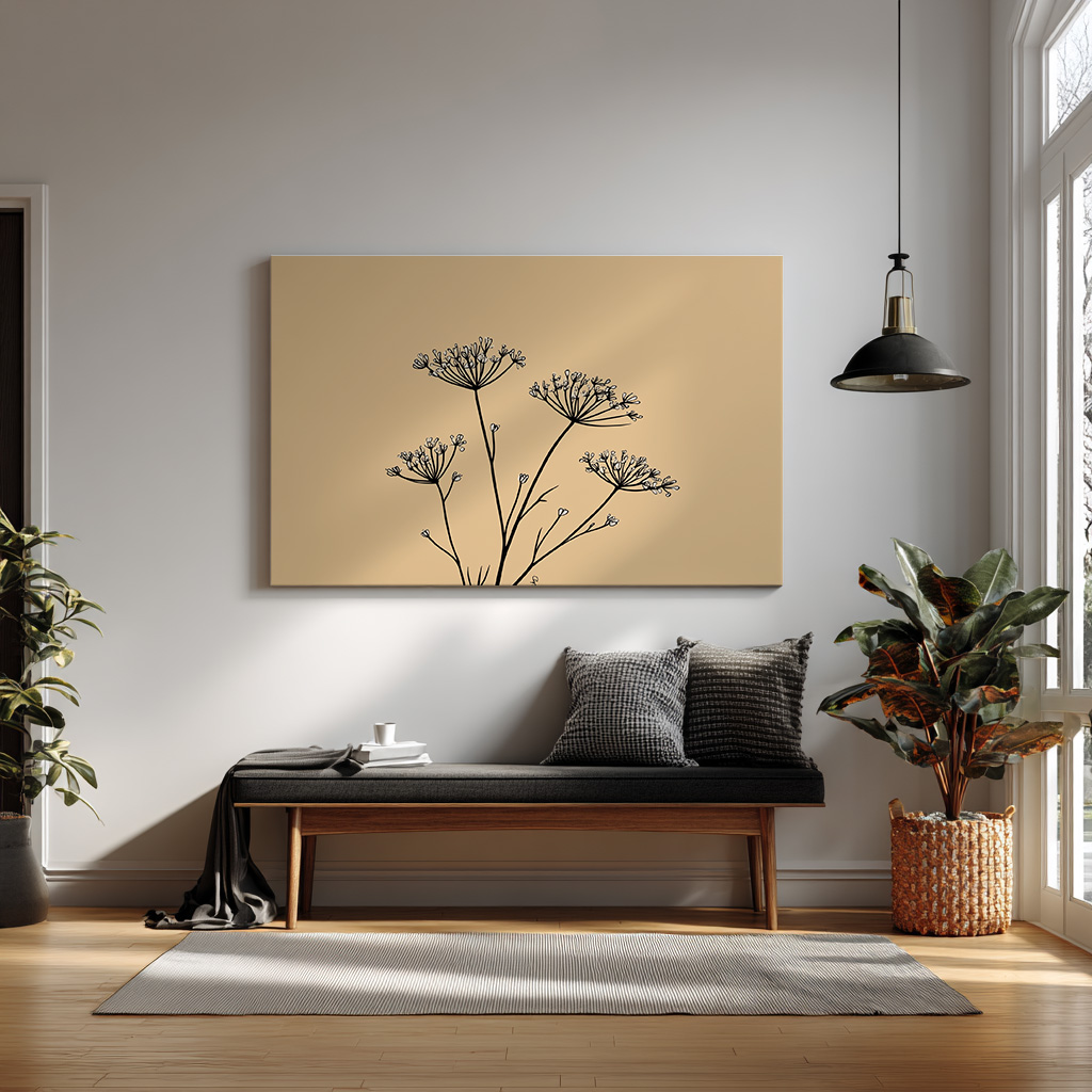 Minimalist Wildflower Line Art Print – Modern Botanical Wall Décor — alternate view