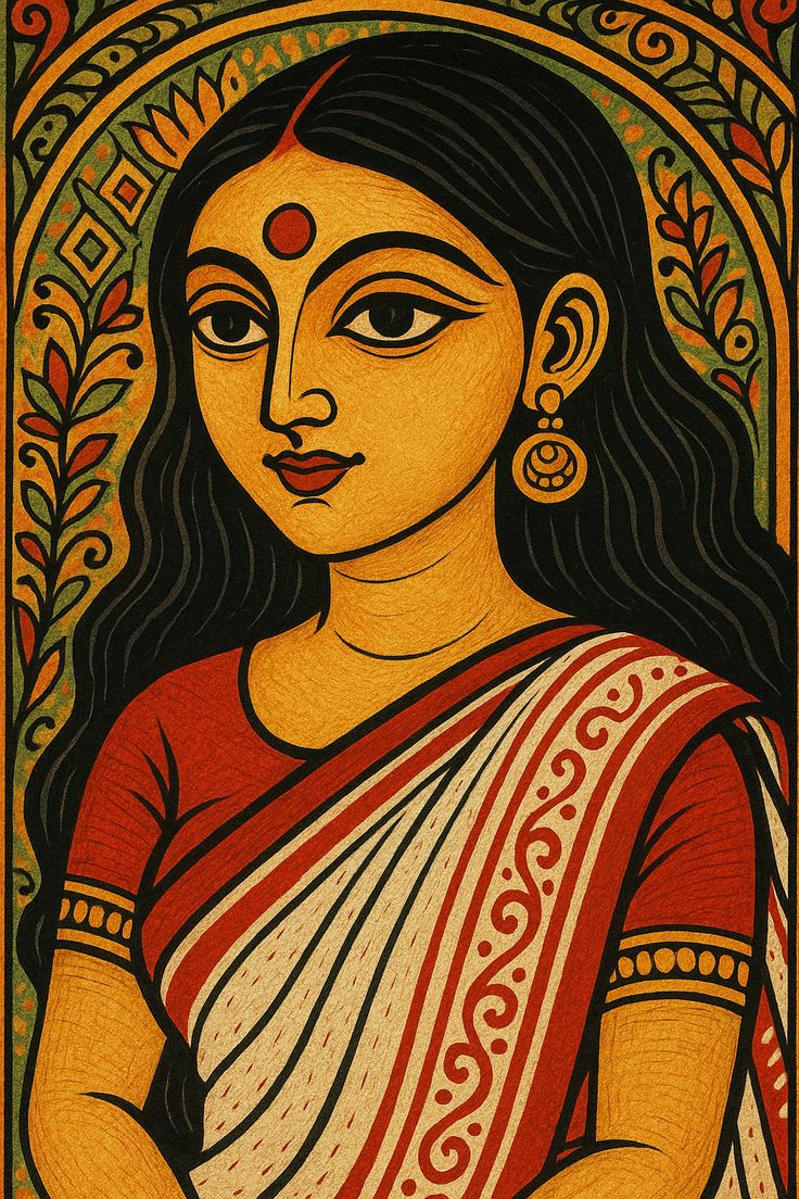 Traditional Indian Folk Art Woman – Vibrant Heritage Wall Print