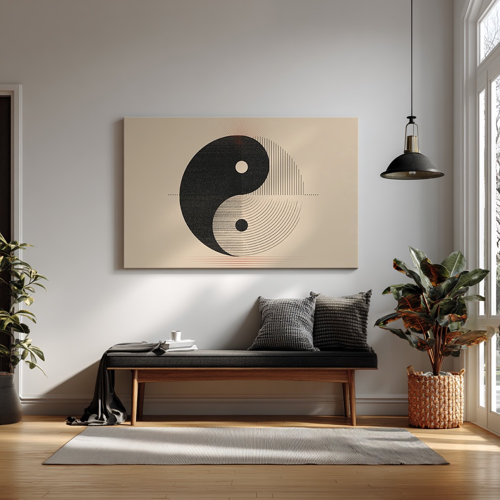 Modern Yin Yang Wall Art – Minimalist Balance Symbol Print — alternate view