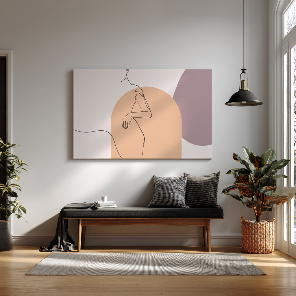 Minimalist One-Line Woman Art Print – Abstract Neutral Modern Wall Decor — alternate view