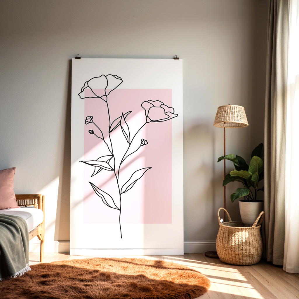 Minimalist One-Line Floral Art Print – Modern Botanical Line Drawing — alternate view
