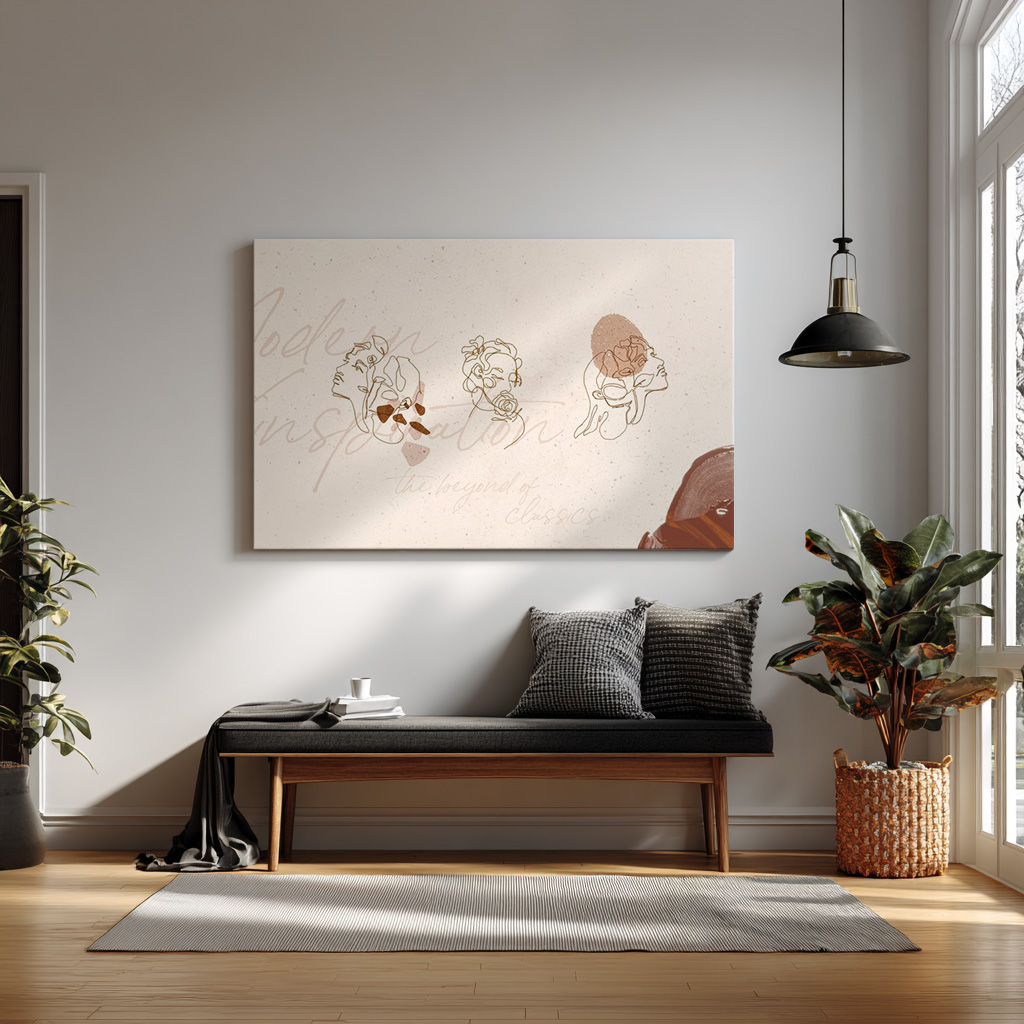 Abstract Line Art Faces Trio – Modern Minimalist Aesthetic Wall Print — alternate view