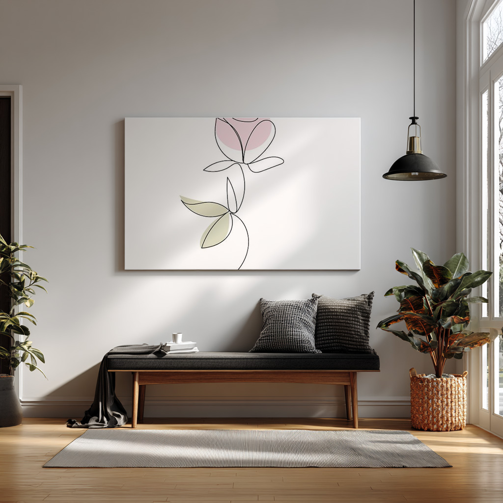 Minimalist Single Line Rose Drawing – Modern Botanical Wall Art Print — alternate view