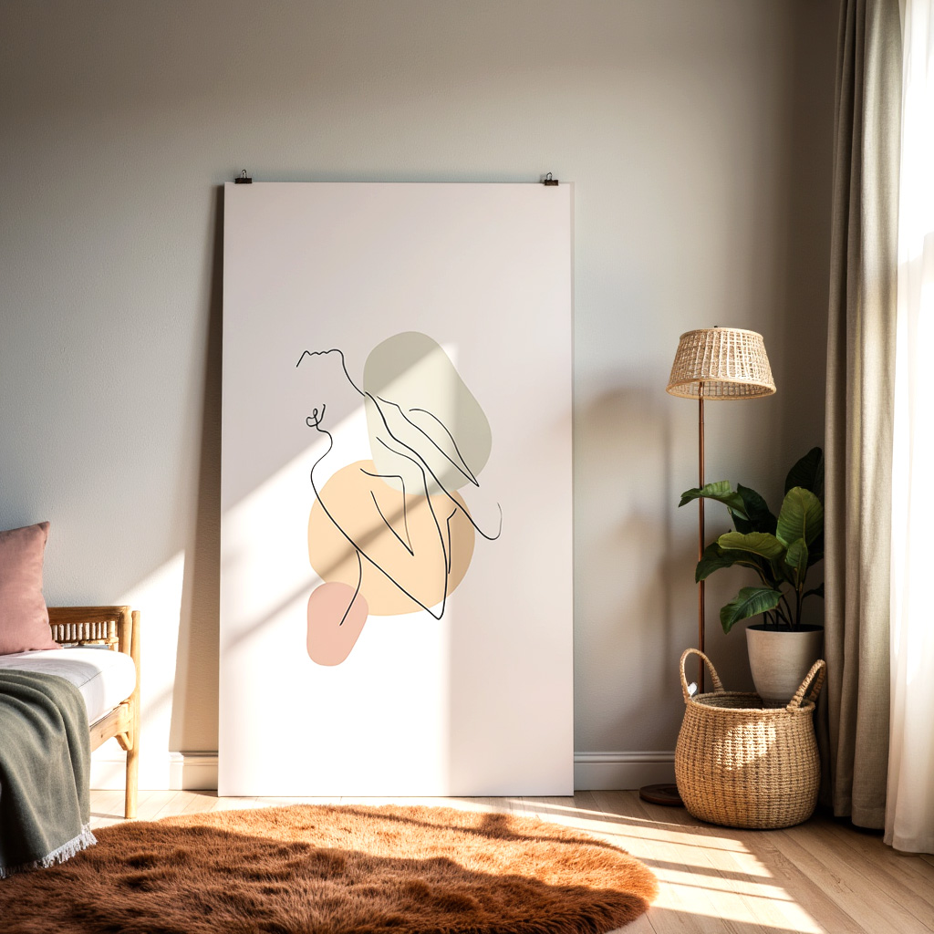 Minimalist Abstract Woman Line Art – Modern One Line Figure Print — alternate view
