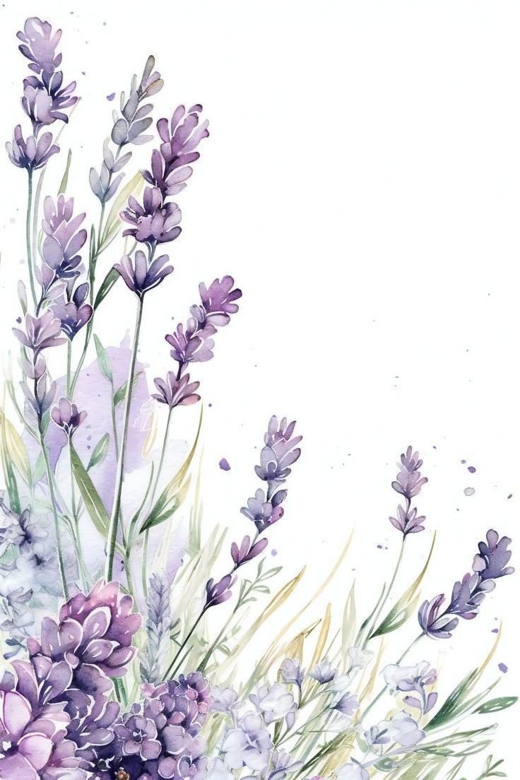 Lavender Watercolor Wall Art – Purple Wildflower Botanical Print, Cottagecore Floral Illustration