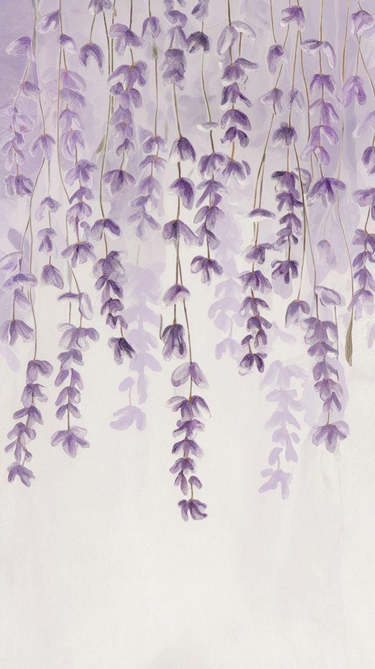 Lavender Hanging Flowers Watercolor Print – Cascading Purple Floral Wall Art, Soft Botanical Decor