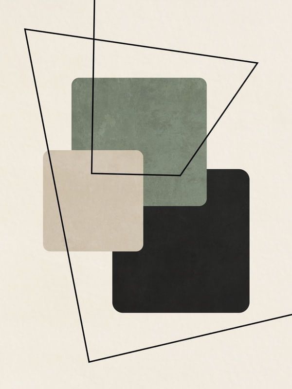 Modern Geometric Wall Art – Minimalist Abstract Print with Neutral Squares & Line Shapes