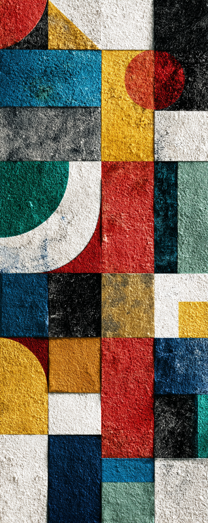 Bauhaus Geometric Wall Art – Colorful Abstract Modern Print with Bold Shapes & Textured Blocks
