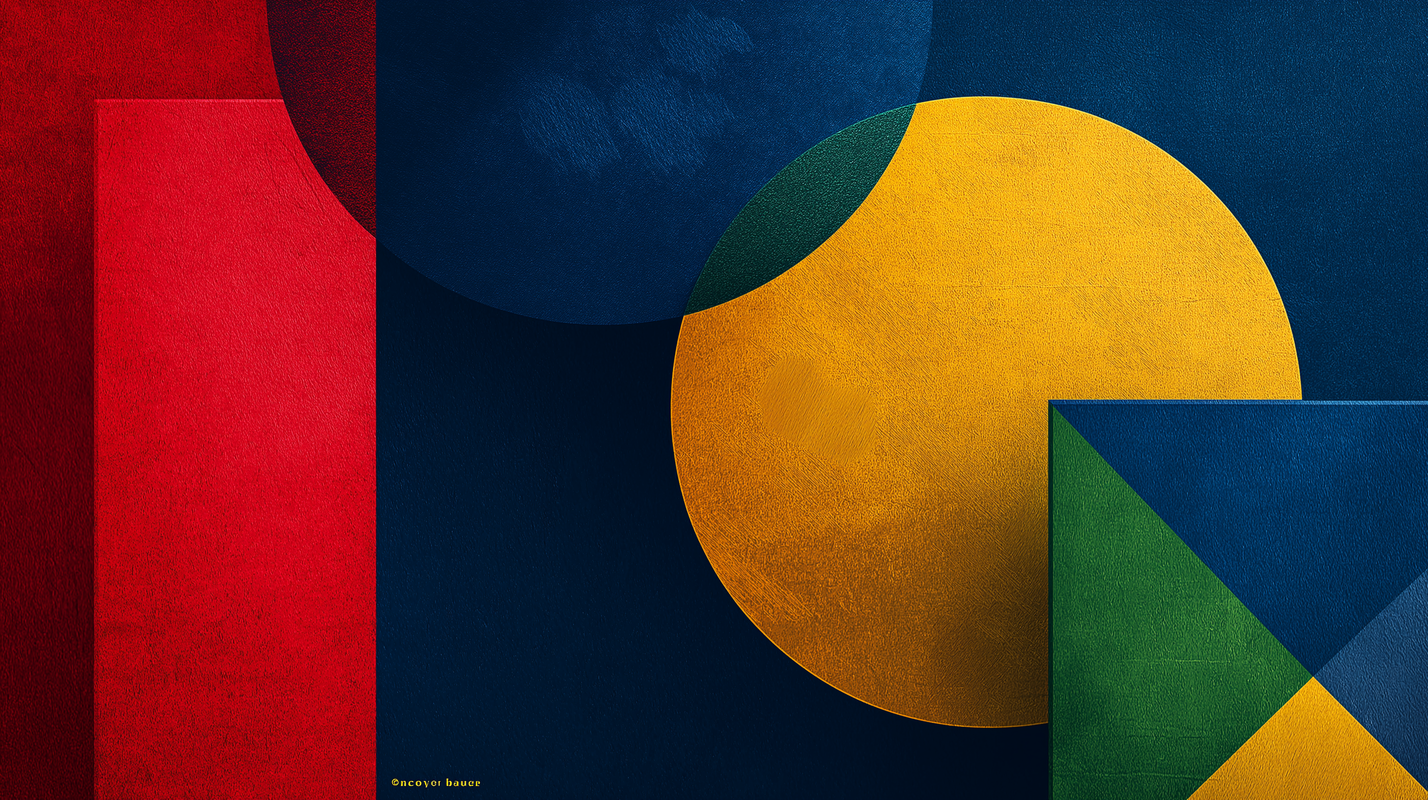 Bold Modern Geometric Wall Art – Abstract Shapes Print in Red, Navy Blue, Yellow & Green