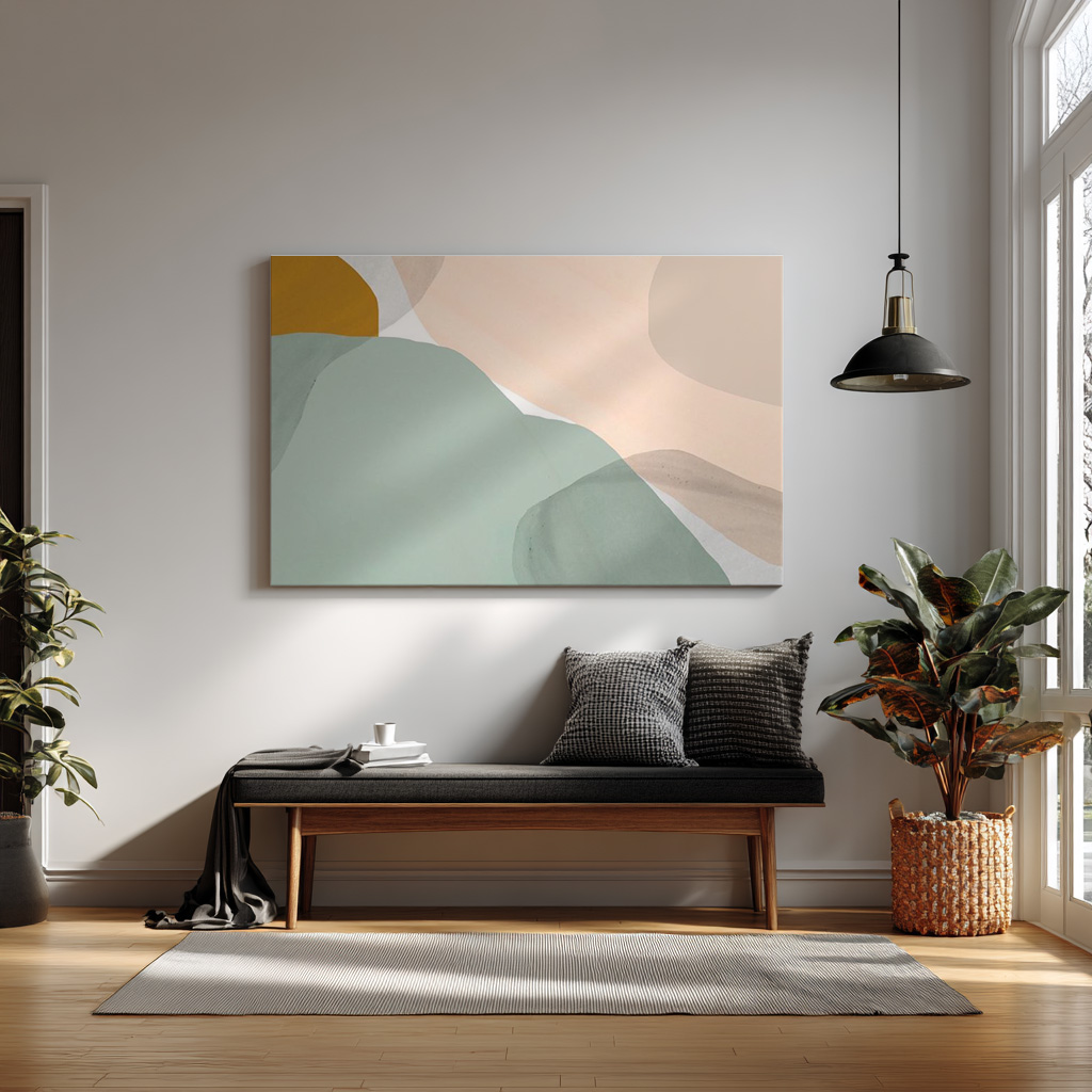 Minimalist Abstract Wall Art Print – Soft Pastel Shapes | Modern Boho Neutral Decor — alternate view