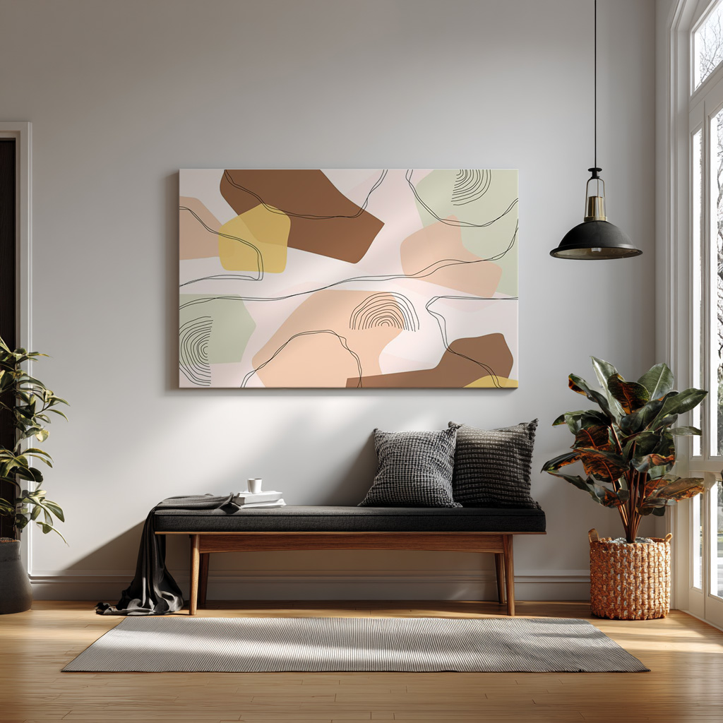 Modern Abstract Line Art Printable | Neutral Minimalist Shapes Wall Art | Contemporary Scandinavian Decor — alternate view