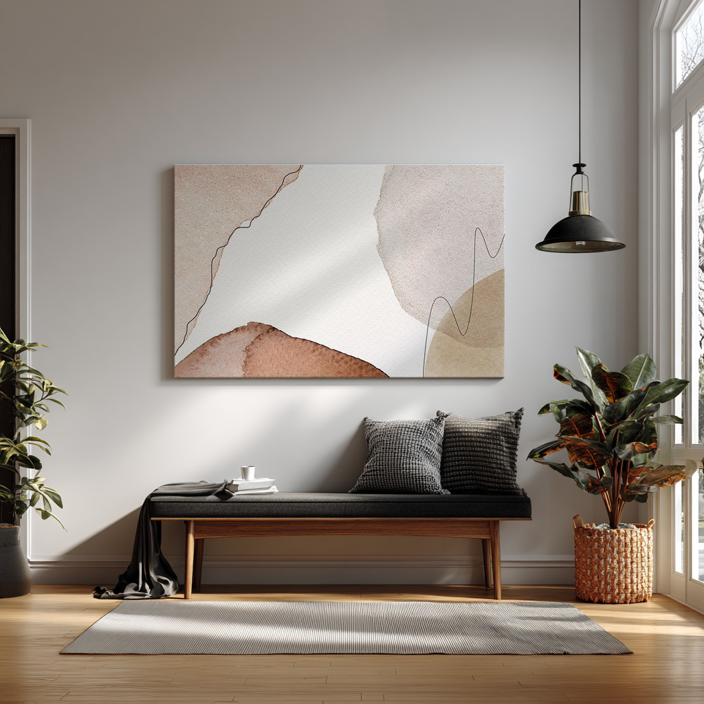 Neutral Abstract Printable Wall Art | Minimalist Watercolor Shapes | Beige & Brown Modern Decor — alternate view