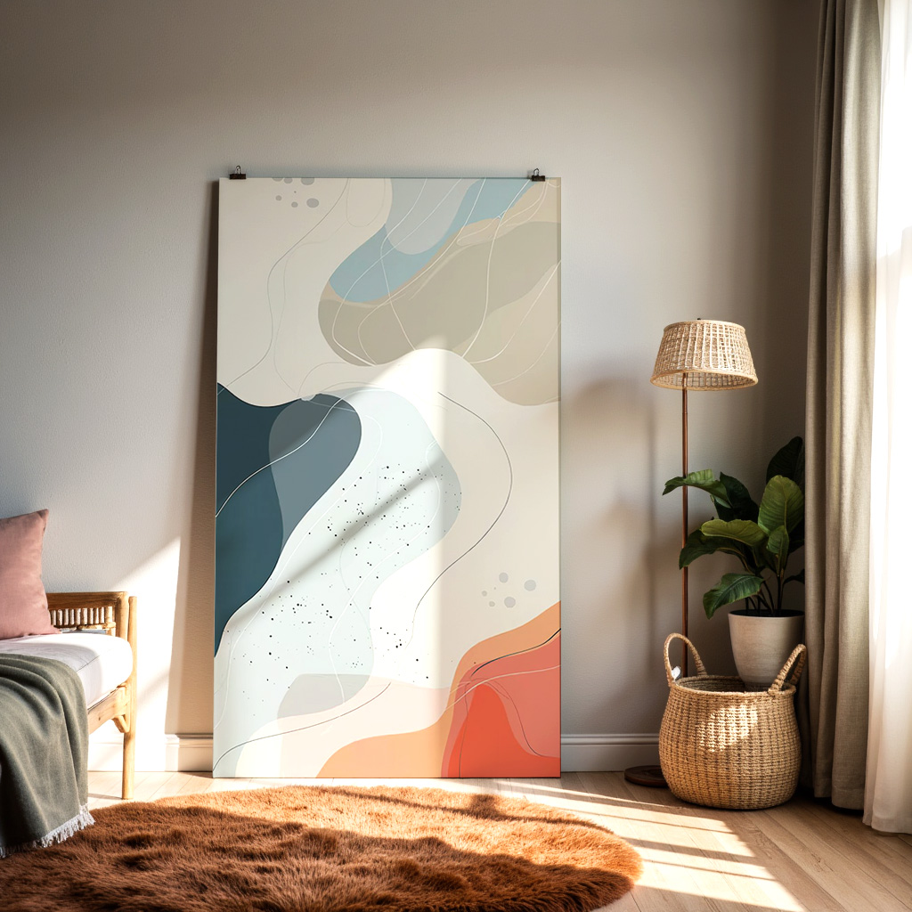 Modern Pastel Abstract Wall Art – Minimalist Fluid Shape Print — alternate view