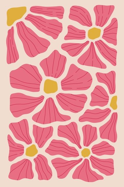 Pink Floral Abstract Art Print – Modern Botanical Wall Decor
