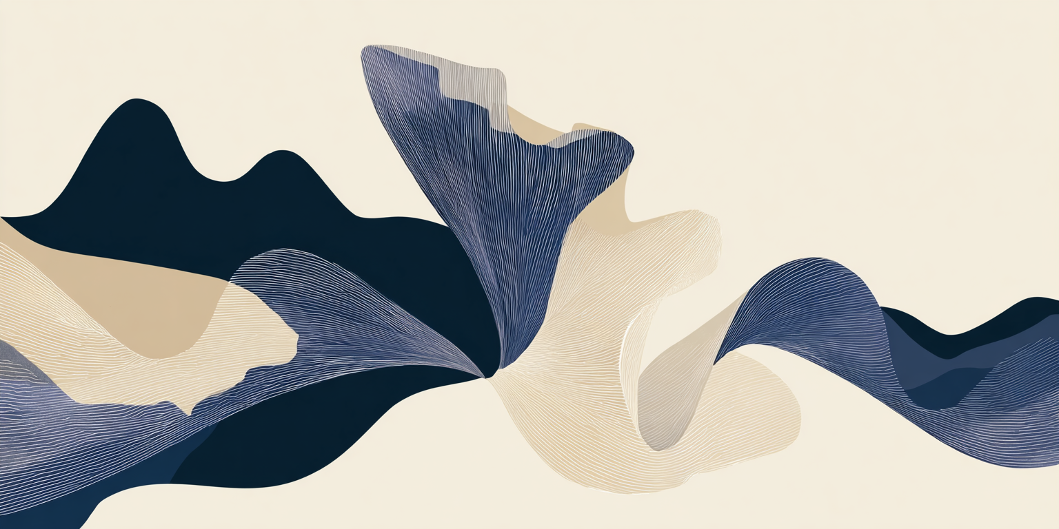 Minimal Abstract Line Art – Navy & Beige Wave Flow