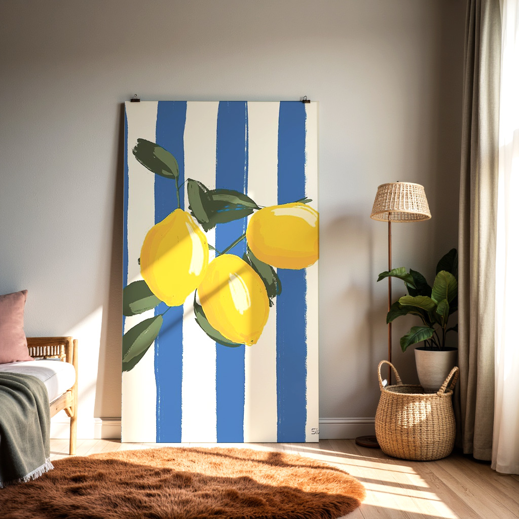 Fresh Lemon Art Print – Mediterranean Yellow Citrus Illustration — alternate view