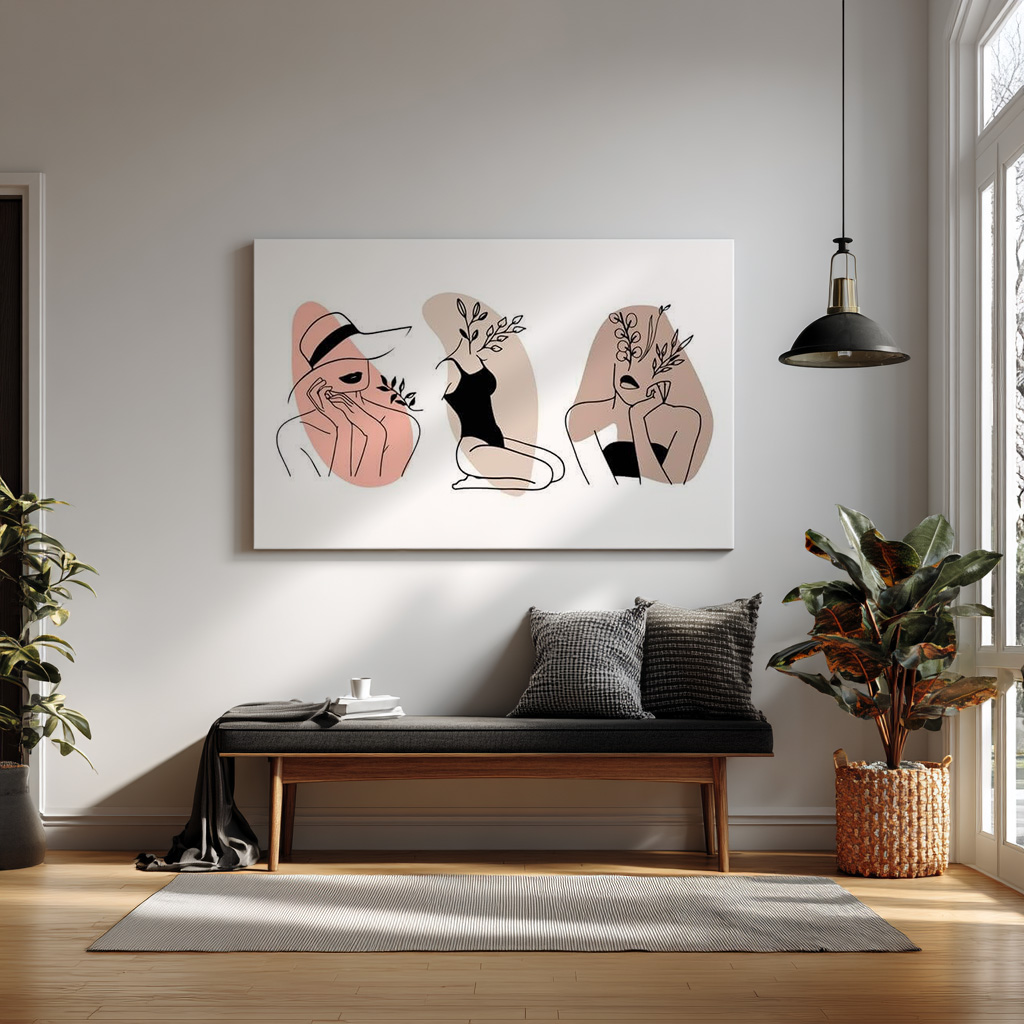 Modern Minimalist Women Line Art – Botanical Abstract Print Set — alternate view
