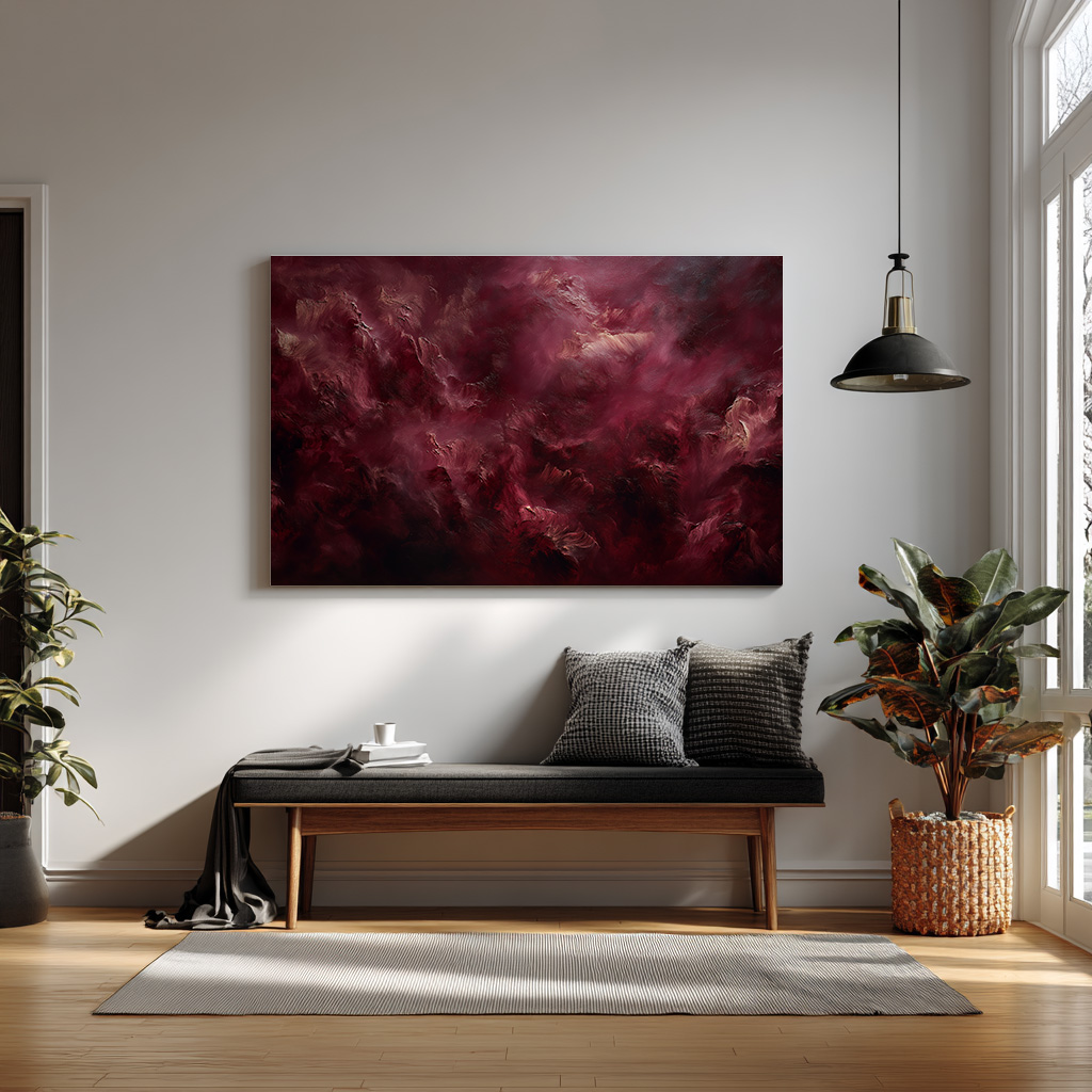 Deep Red Abstract Wall Art — alternate view