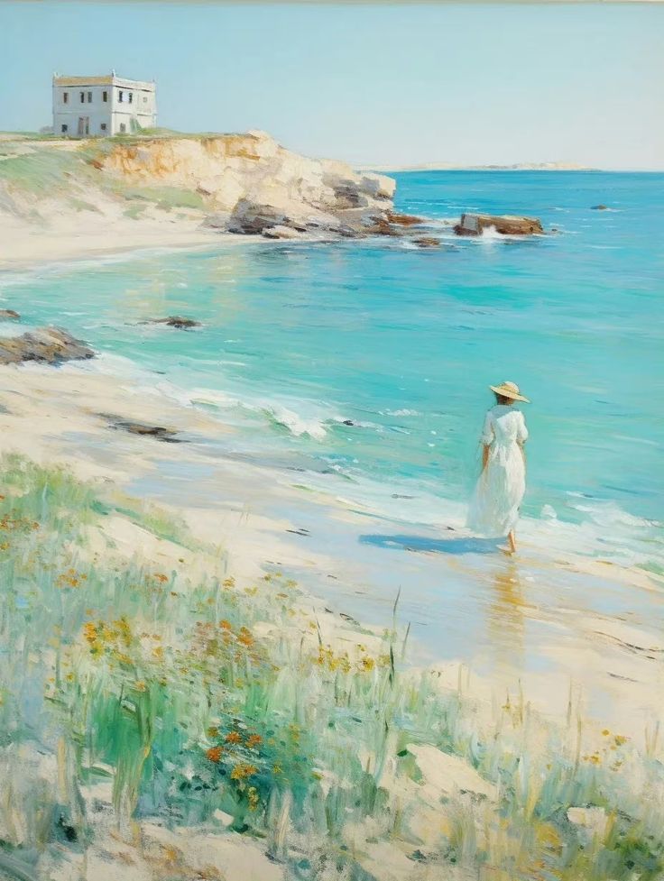 Shoreline Stroll – Serene Coastal Daylight Wall Art