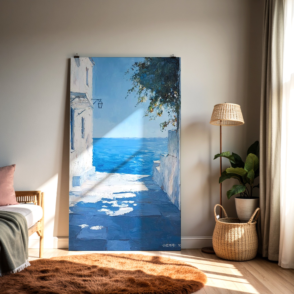 Azure Passage – Mediterranean Coastal Alley Wall Art — alternate view