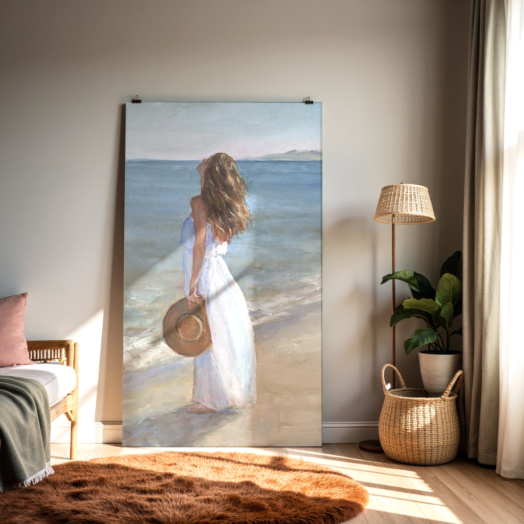 Seaside Breeze – Elegant Coastal Woman Wall Art — alternate view