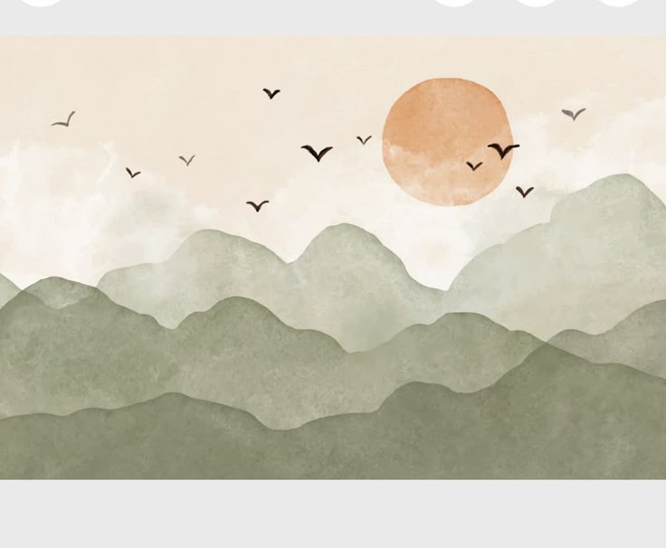 Earthbound Serenity – Minimalist Sunset Mountain Wall Art