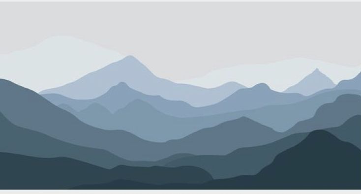 Midnight Ridges – Minimalist Blue Mountain Wall Art
