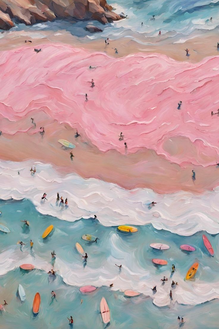 Candy Waves – Pink Beach & Surfer Coastline Wall Art