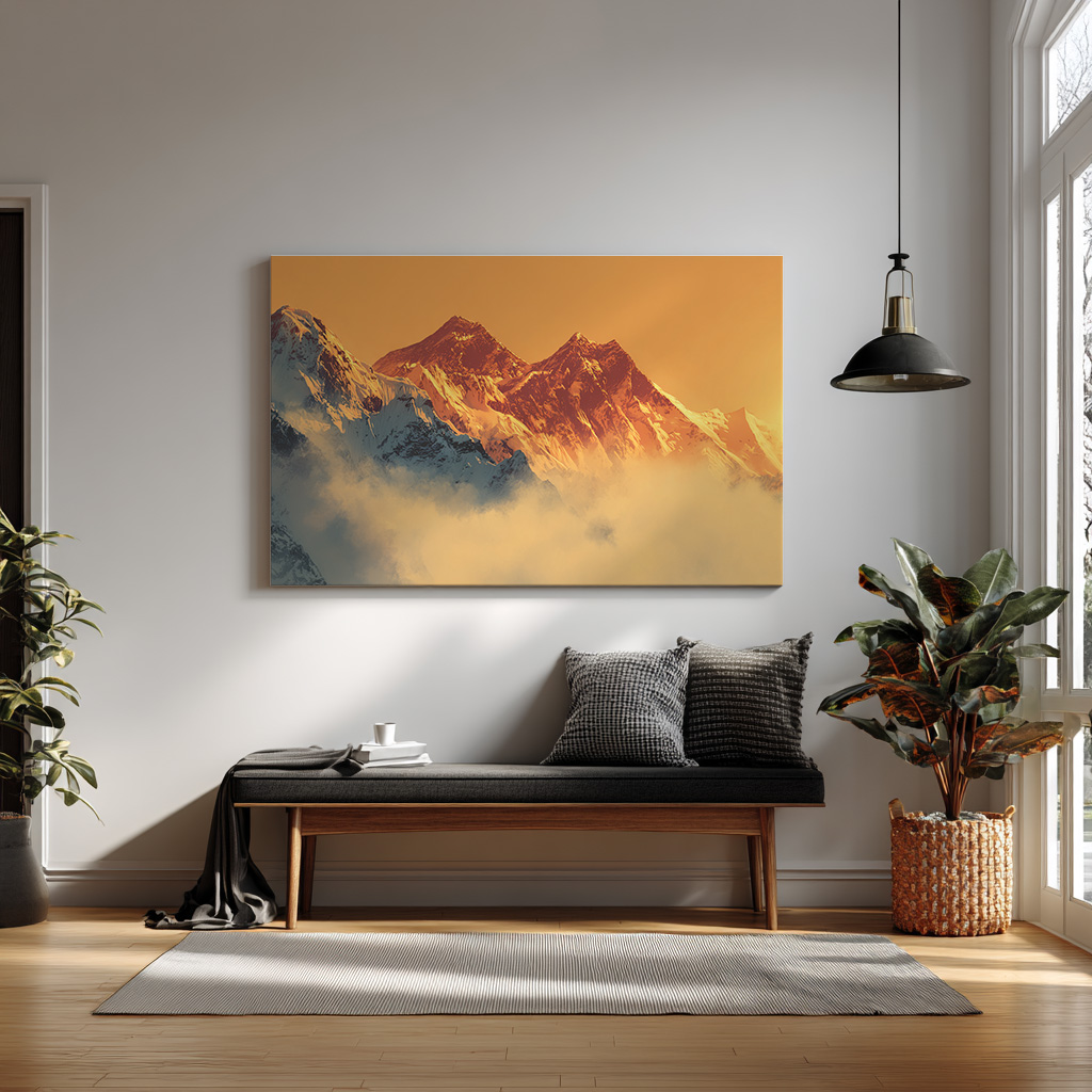 Golden Summit – Sunrise Over Majestic Mountain Peaks Wall Art — alternate view